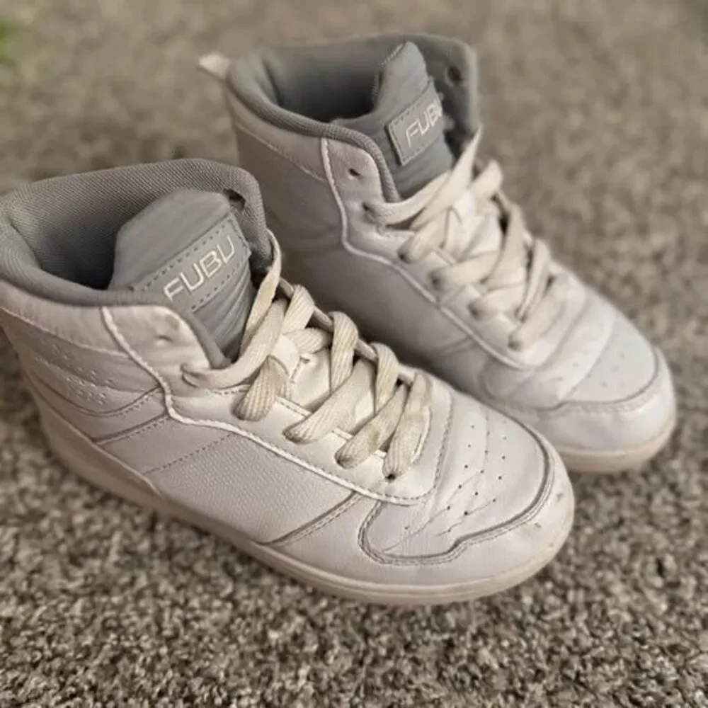 FUBU High Top Sneakers Gray Boys Youth Kids Size 1 Shoes Athletic Basketball